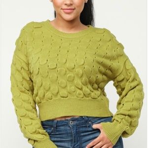 Green Checker Sweater Top